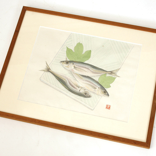 粟屋充 鯵 本人著 魚の旨い食べ方 表装画 原画 F6号