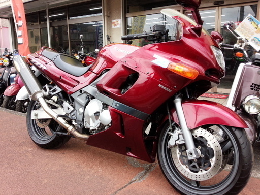 NO.2846 ＺＺＲ４００　Ｎ型　アサヒナレーシングＥＸＴＥＣカーボン２本出しマフラー　ワインレッド　☆彡