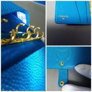 シャネルキャビアスキン手帳カバー。色ブルー。 シャネルキャビアスキン手帳カバー。色ブルー。