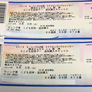 9月3日 横浜DenaベイスターズVS阪神タイガース 親子チケット