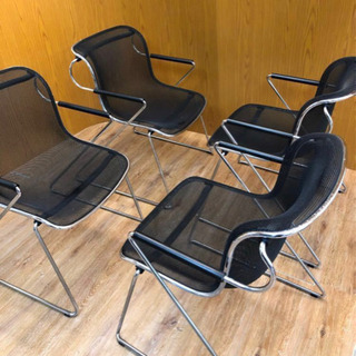 ★希少★ペネロペチェアー四脚セット★チャールズ・ポロック作 キャステリ社 スチールワイヤーメッシュCharls Pollock（567）AKARI