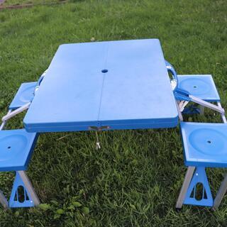 キャンプ ピクニックテーブル 折りたたみ ブルー