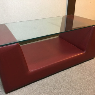 [再３値下]赤いモダンなガラステーブル