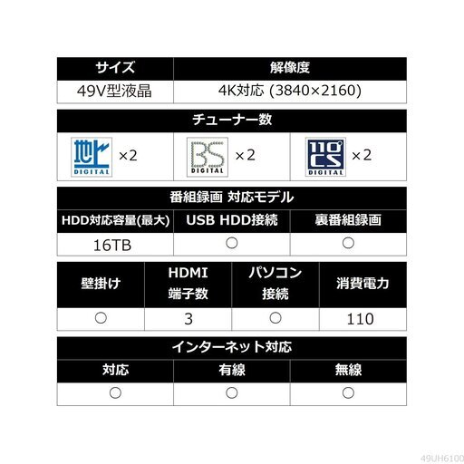 半額は4万！！！ LG 49V型 (49UH6100) 4K液晶テレビ HDR対応 IPS4Kパネル
