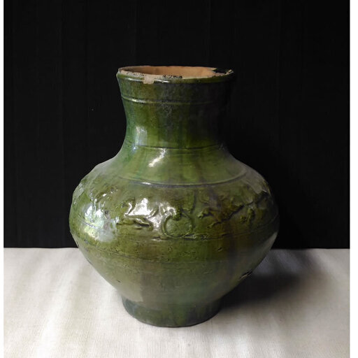 c194 中国 漢 緑釉 壺 漢時代 中国古玩