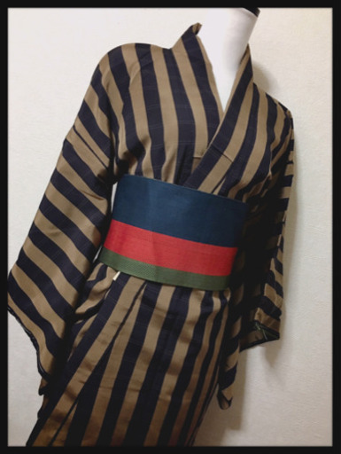 【未使用】おそらく正絹アンティーク着物 FENDI風工芸品  レトロ シック