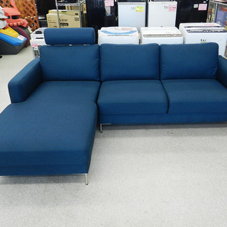 カウチソファ ファブリック【ニトリ】ブルー系 ヘッドレスト付き L字