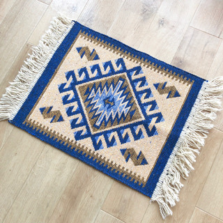 未使用品◎  トルコ製  kilim  rug mat (blue)