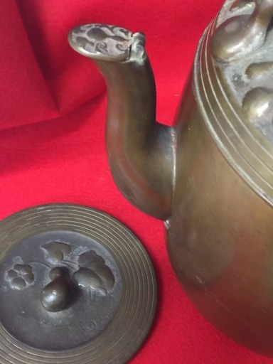 鉄瓶】使用保管品 在銘 紋 銅提 銅蓋 鉄瓶 鉄壺 | hornnes.no