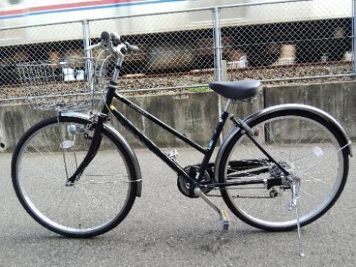【譲渡決定】中古自転車 26インチ 6段変速 シティサイクル 黒×シルバー