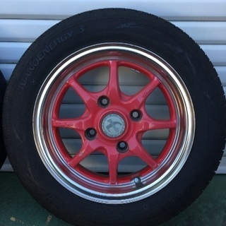 昭和レトロなアルミホイール タイヤ8分山 ダイハツ旧車 ミラ、オプティ、ミゼットなどに。