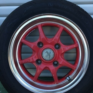 昭和レトロなアルミホイール タイヤ8分山 ダイハツ旧車 ミラ、オプティ、ミゼットなどに。