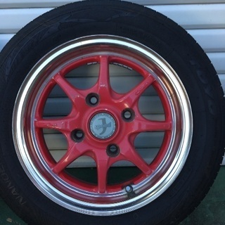 昭和レトロなアルミホイール タイヤ8分山 ダイハツ旧車 ミラ、オプティ、ミゼットなどに。