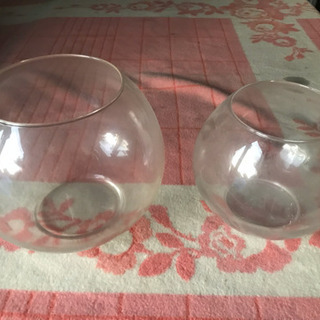 ガラスの金魚鉢 大小2個