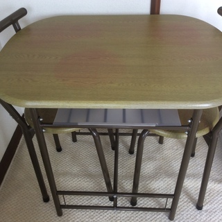 ダイニングセット 3点セット 簡易 テーブル パイプ椅子  組み...