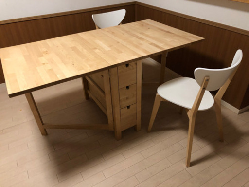 【中古】IKEA NORDEN ダイニングテーブル\u0026椅子2脚セット