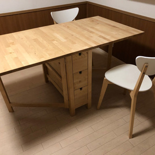 【中古】IKEA NORDEN ダイニングテーブル&椅子2脚セット