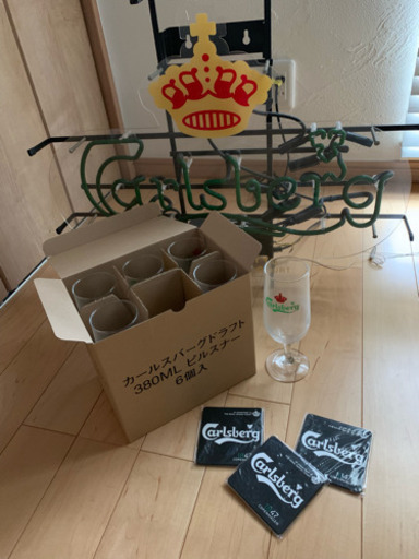 限定値下げ カールスバーグ ネオン管 glass コースターセット