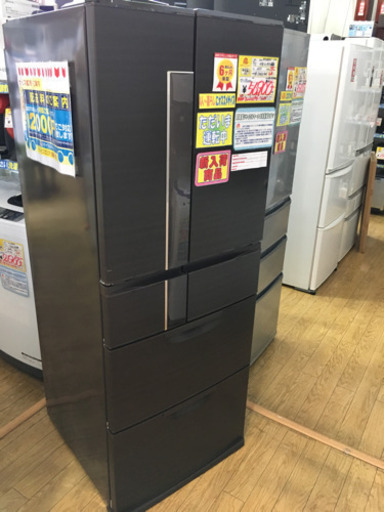 2014年製 MITSUBISHI 三菱 475Lフレンチドア冷蔵庫 日本製 ウッド調デザイン MR-JX48LX-RW1
