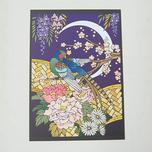 額装 貼り絵 切り絵 雉 キジ 月 梅 牡丹 菖蒲 縦54×横42cm ☆ PayPay