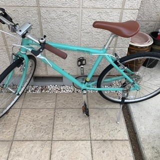自転車26インチミントグリーン LEDオートライト】6段変速 26インチ折りたたみ自転車 ミントグリーン