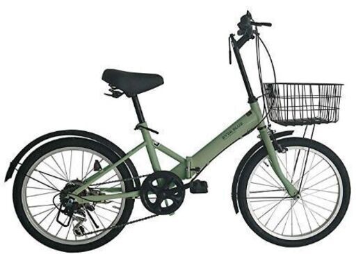 自転車(20インチ、折り畳み、変速ギア６段、カゴつき)　※未使用品です。