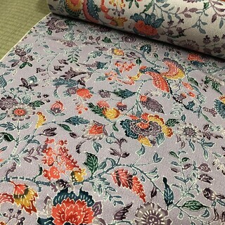 Prices down2】正絹 小紋 反物 着物「格子 赤紫色」日本製 丹後 