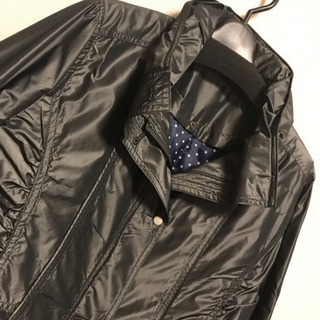 【新品】黒 ロング 11号 コート ドット M〜L 膝丈  長袖 上着 秋冬