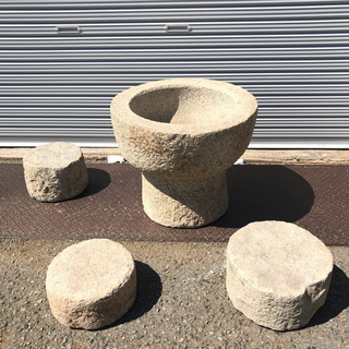 石臼 餅つき 御影石