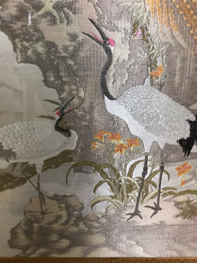 アンティーク中国製　刺繍の鳥と花のアート作品　2種類セット 中国美術 乾隆 乙丑 刺繍入り 在銘 花鳥図