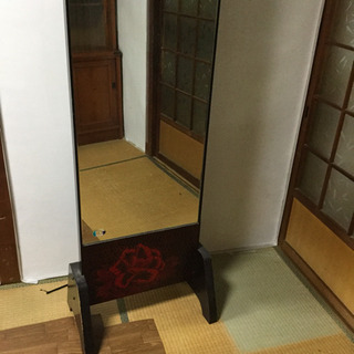 鎌倉彫り大型姿見  和室レトロアンティーク民泊のお部屋にも
