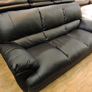 北大前! 札幌 引取 ニトリ 3人掛け 合皮ソファ ブラック レザー調