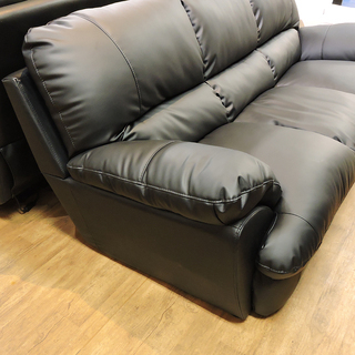 北大前! 札幌 引取 ニトリ 3人掛け 合皮ソファ ブラック レザー調