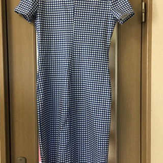 ZARA 青色チェック柄 ワンピース