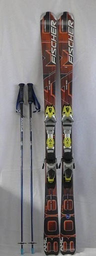 19Y0280 5S7 スキー FISCHER AMC800 164cm ビンディング Fr13 ポール KASTLE 113cm　中古