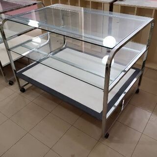 全面ガラス　開放型　ショーケース　三段式　什器　在庫2点　