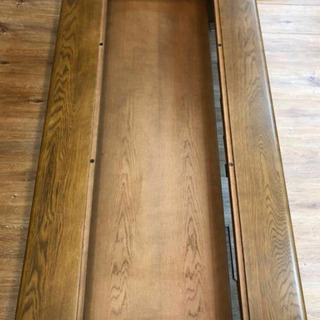 ◆karimoku カリモク◆楢 オーク材◆センターテーブル 応接机 ガラステーブル◆棚付き◆幅135cm◆リビング 書斎（612）AKARI