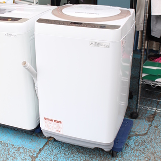 中古 7.0kg 全自動洗濯機 シャープ ES-KS70S-N 2017年製 穴なし槽ステンレス 6ヶ月保証付き