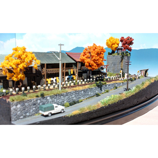 Nゲージ 「秋晴れの踏切風景」 ジオラマ 完成品 模型 ジオコレ