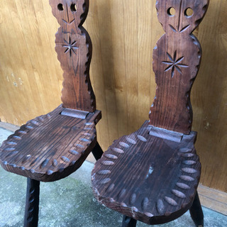 （交渉中）アジアンテイスト 木彫り 椅子 オブジェ 2台セット