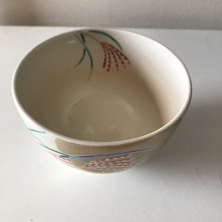 山川敦司 色絵茶碗 月に雁（木箱）抹茶碗 左道具