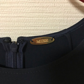 ドゥーズィエムクラス ネイビー38 七分丈のトリアセテートワンピース