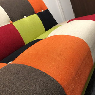 カラフル ファブリックソファー 3人掛け ソファーベッド 布張り