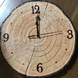 新品未使用 木株デザインの掛け時計