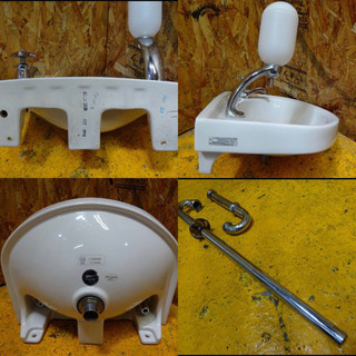 （4114-0）TOTO 壁掛 手洗器 L30DM 蛇口 水石けん入れ・蛇口・S字配管付 洗面器 シンク　手洗いボウル　T205NRC　中古品