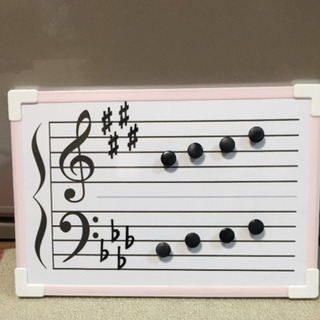 マグネット式五線譜ボード 音楽記号表、ミニ鍵盤2枚セット
