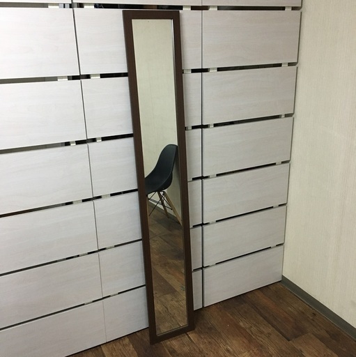 壁掛けミラーロング木枠付きおしゃれ姿見が数量限定 ダークブラウン 壁掛けミラーロング木枠付きおしゃれ姿見が数量限定 ダークブラウン