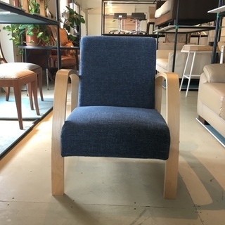 アームチェア 椅子 青×ナチュラル 中古品 北欧系