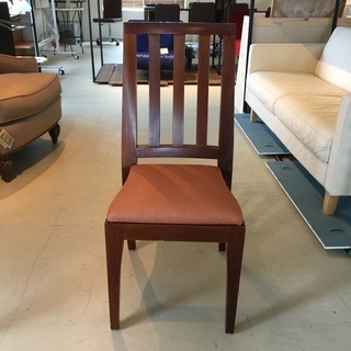 チェア 椅子 木製フレーム 茶×ピンク 中古品