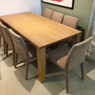 イデアポート購入品 ダイニングテーブル8点セット テーブル チェア ナチュラル×ベージュ系 中古品